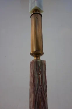 Pamono Mid-Century Modern Hollywood Regency Onyx Marble and Gilt Floor Lamp, 1960s