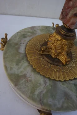 Pamono Mid-Century Modern Hollywood Regency Onyx Marble and Gilt Floor Lamp, 1960s