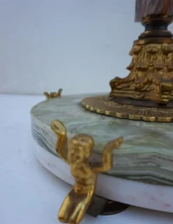 Pamono Mid-Century Modern Hollywood Regency Onyx Marble and Gilt Floor Lamp, 1960s