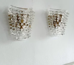 Best Pamono Midcentury Modern Italian Murano Glass and Brass Wall Lights from Barovier & Toso, 1990s, Set of 2