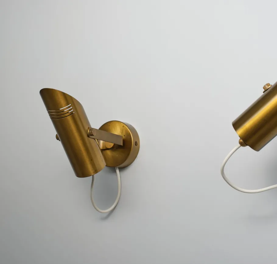 Best Pamono Mid-Century Modern Italian Adjustable Brass Wall Lamps, 1960s, Set of 2