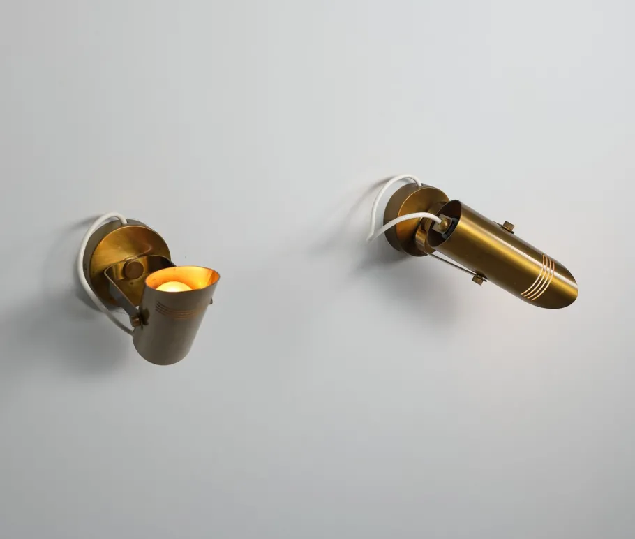Best Pamono Mid-Century Modern Italian Adjustable Brass Wall Lamps, 1960s, Set of 2