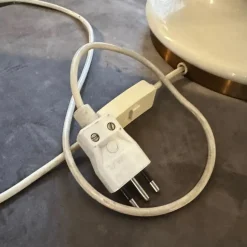 Clearance Pamono Mid-Century Modern Italian White Opaline Glass and Brass Table Lamp, 1970s