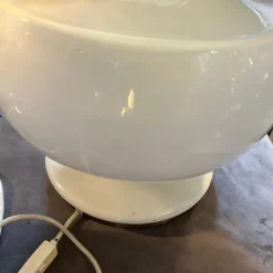 Clearance Pamono Mid-Century Modern Italian White Opaline Glass and Brass Table Lamp, 1970s