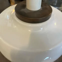 Clearance Pamono Mid-Century Modern Italian White Opaline Glass and Brass Table Lamp, 1970s