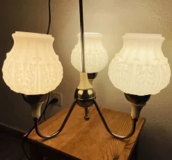 Best Pamono Mid-Century Modern 3-Light Chandelier with Opaline Glass Shades, Eastern Europe, 1960s