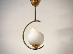 Best Pamono Mid-Century Modern Opaline Glass and Brass Pendant, Sweden, 1950s