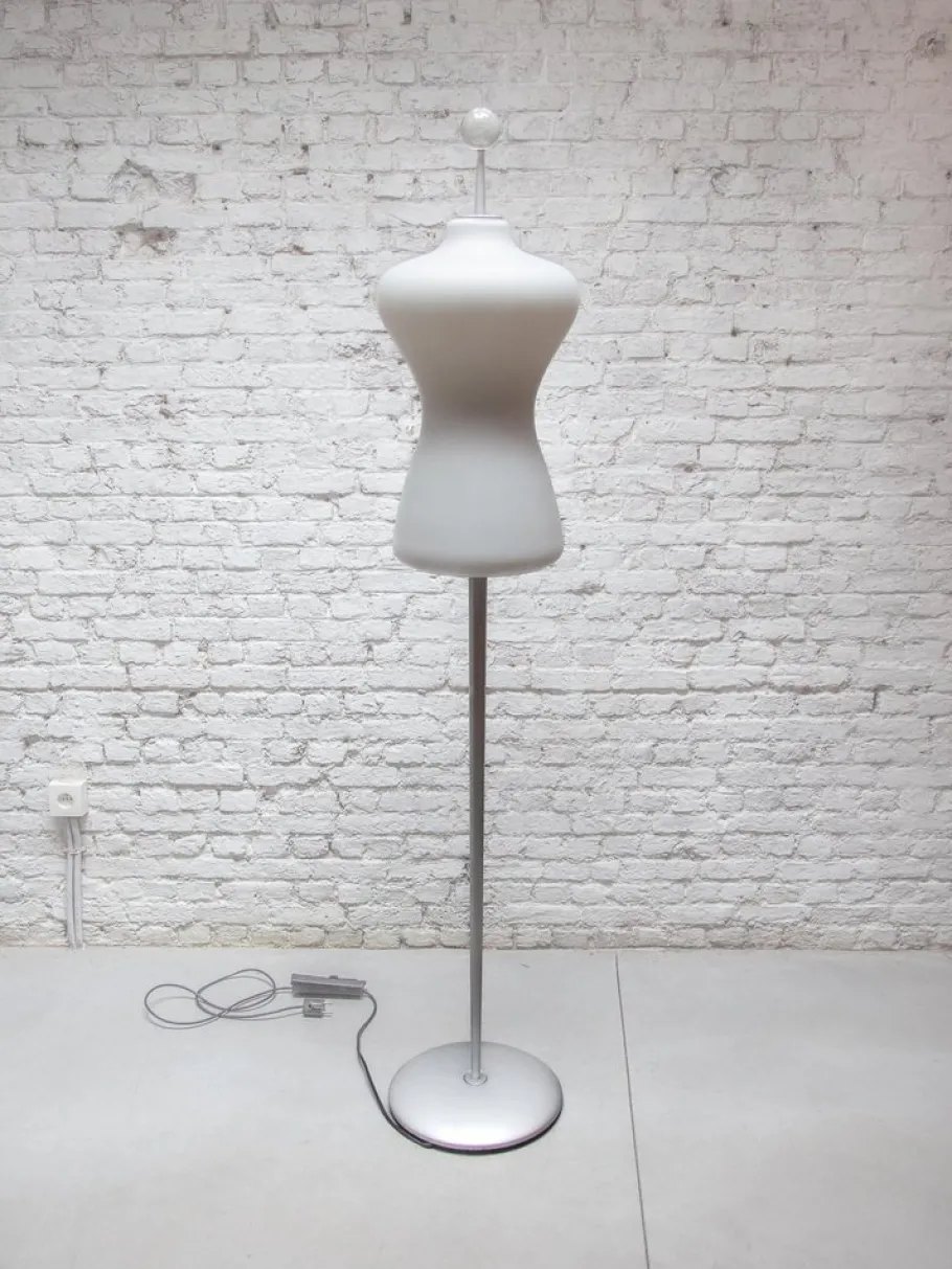 Outlet Pamono Mid-Century Modern Opaline Glass Shade Floor Lamp, 1980s