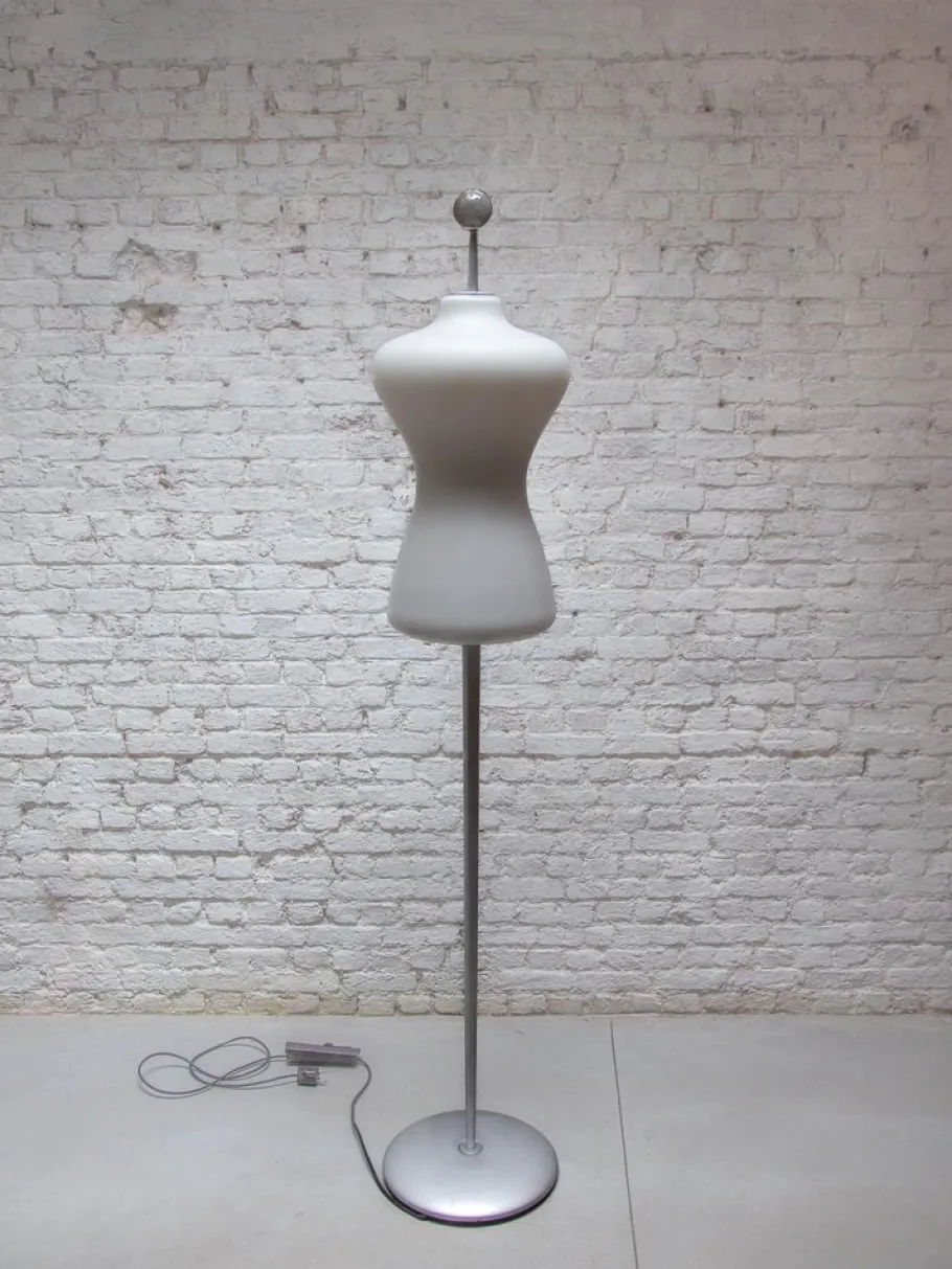 Outlet Pamono Mid-Century Modern Opaline Glass Shade Floor Lamp, 1980s