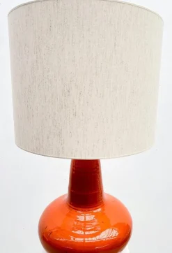Clearance Pamono Mid-Century Modern Red Orange Ceramic Table Lamp, Belgium, 1960s