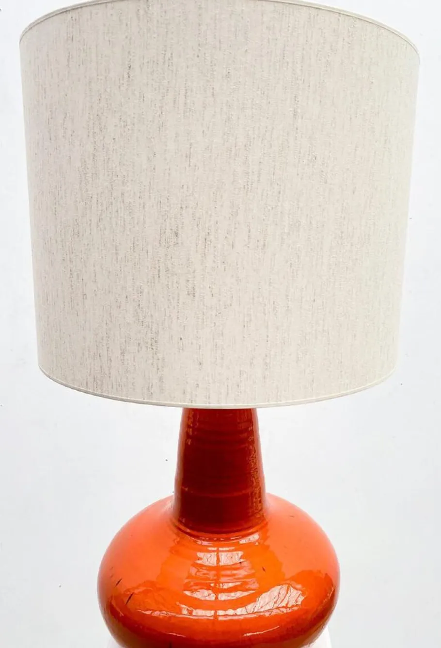 Clearance Pamono Mid-Century Modern Red Orange Ceramic Table Lamp, Belgium, 1960s