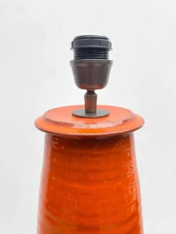 Clearance Pamono Mid-Century Modern Red Orange Ceramic Table Lamp, Belgium, 1960s