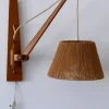 Best Pamono Mid-Century Modern Swing Teak & Sisal Wall Light, Denmark, 1960s