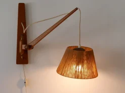 Best Pamono Mid-Century Modern Swing Teak & Sisal Wall Light, Denmark, 1960s