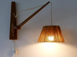 Best Pamono Mid-Century Modern Swing Teak & Sisal Wall Light, Denmark, 1960s