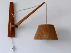 Best Pamono Mid-Century Modern Swing Teak & Sisal Wall Light, Denmark, 1960s