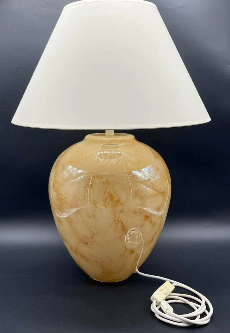 Clearance Pamono Mid-Century Modern Table Lamp with Iridescent Glass Base and Double Light, 1960s