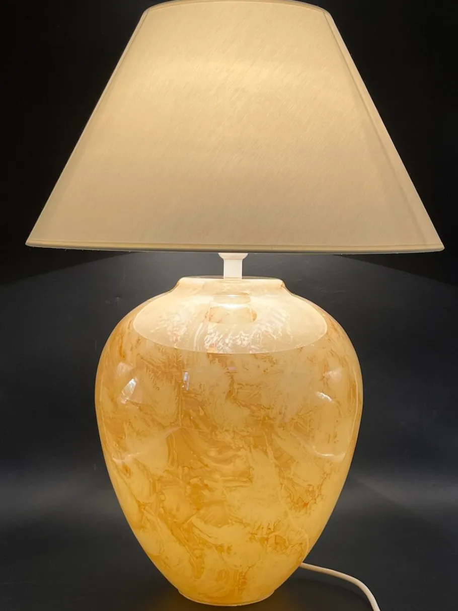 Clearance Pamono Mid-Century Modern Table Lamp with Iridescent Glass Base and Double Light, 1960s