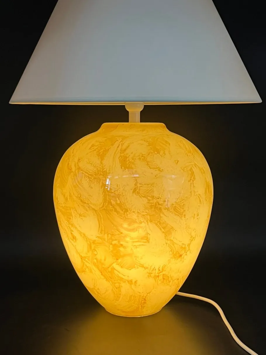 Clearance Pamono Mid-Century Modern Table Lamp with Iridescent Glass Base and Double Light, 1960s