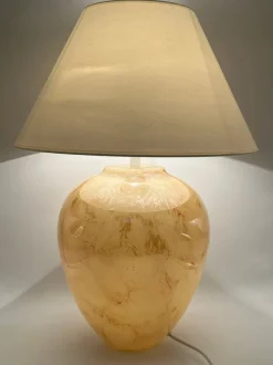 Clearance Pamono Mid-Century Modern Table Lamp with Iridescent Glass Base and Double Light, 1960s
