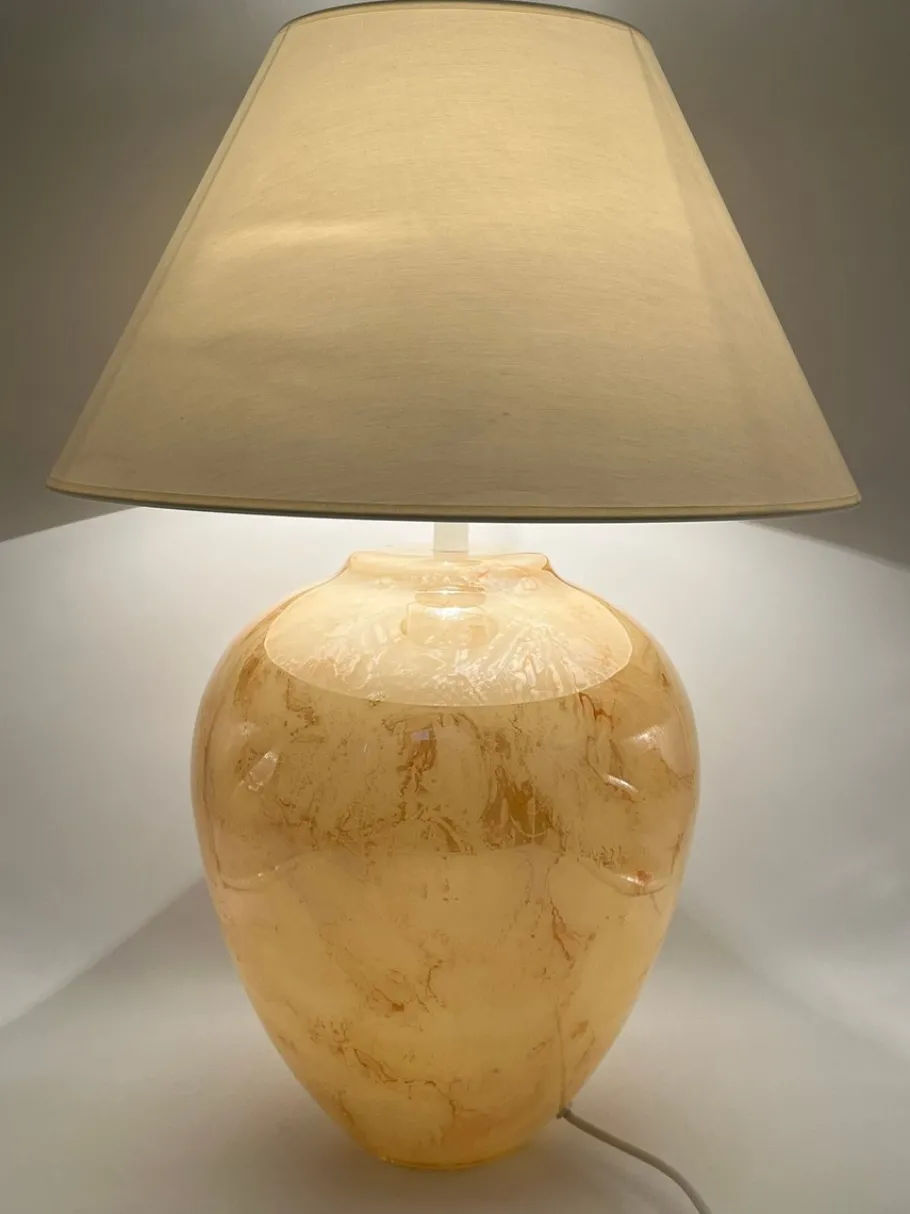Clearance Pamono Mid-Century Modern Table Lamp with Iridescent Glass Base and Double Light, 1960s