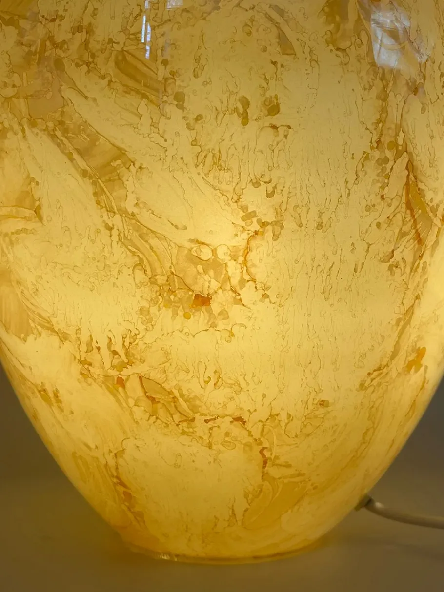 Clearance Pamono Mid-Century Modern Table Lamp with Iridescent Glass Base and Double Light, 1960s