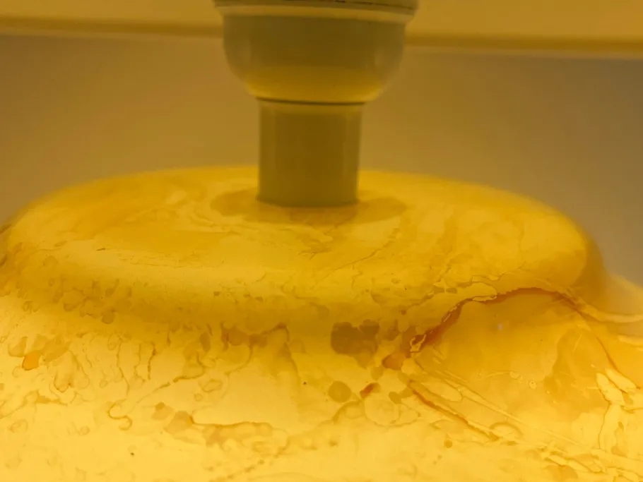 Clearance Pamono Mid-Century Modern Table Lamp with Iridescent Glass Base and Double Light, 1960s