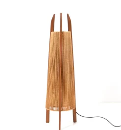 New Pamono Mid-Century Modern Teak Tripod Floor Lamp with Hemp Strings from Fog & Mørup, 1960s