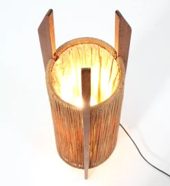 New Pamono Mid-Century Modern Teak Tripod Floor Lamp with Hemp Strings from Fog & Mørup, 1960s