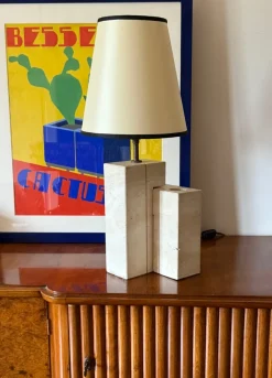 Clearance Pamono Mid-Century Modern Travertine Sculptural Table Lamp, Italy, 1960s