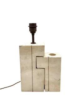 Clearance Pamono Mid-Century Modern Travertine Sculptural Table Lamp, Italy, 1960s
