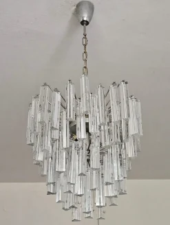 Best Pamono Mid-Century Modern Triedri Crystal Chandelier attributed to Paolo Venini, Italy, 1950s