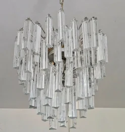 Best Pamono Mid-Century Modern Triedri Crystal Chandelier attributed to Paolo Venini, Italy, 1950s