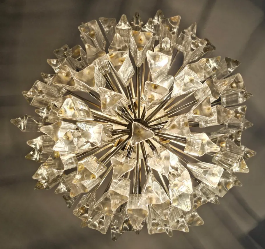 Best Pamono Mid-Century Modern Triedri Crystal Chandelier attributed to Paolo Venini, Italy, 1950s