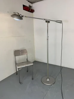 Best Pamono Mid-Century Modernist French Industrial Steel Floor Lamp from Ferdinand Solère, 1950s