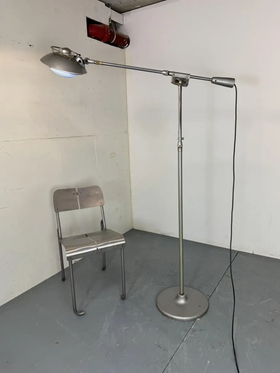Best Pamono Mid-Century Modernist French Industrial Steel Floor Lamp from Ferdinand Solère, 1950s