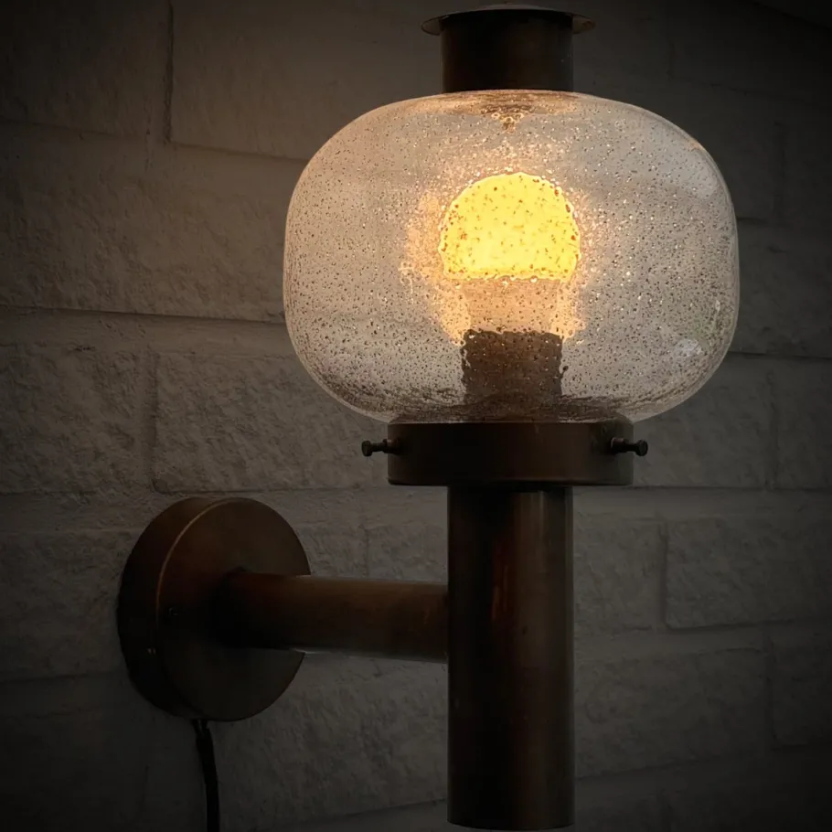 Best Pamono Mid-Century Outdoor Facade Lamp in Copper and Glass from Fagerhult, Sweden, 1970s