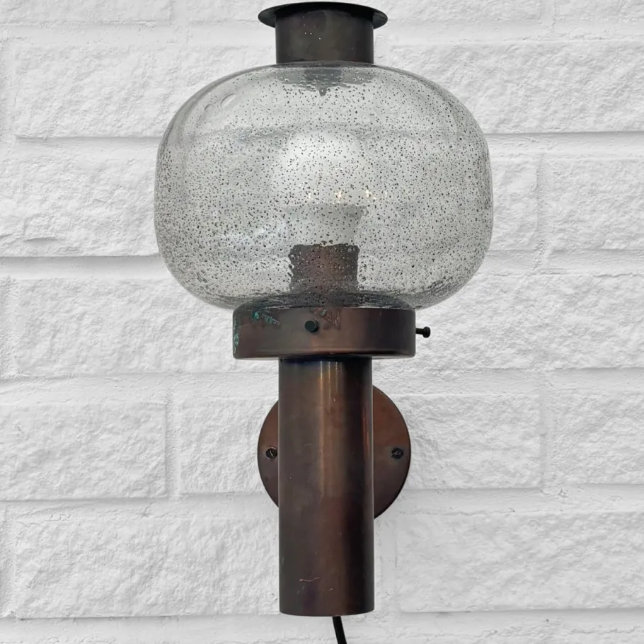 Best Pamono Mid-Century Outdoor Facade Lamp in Copper and Glass from Fagerhult, Sweden, 1970s