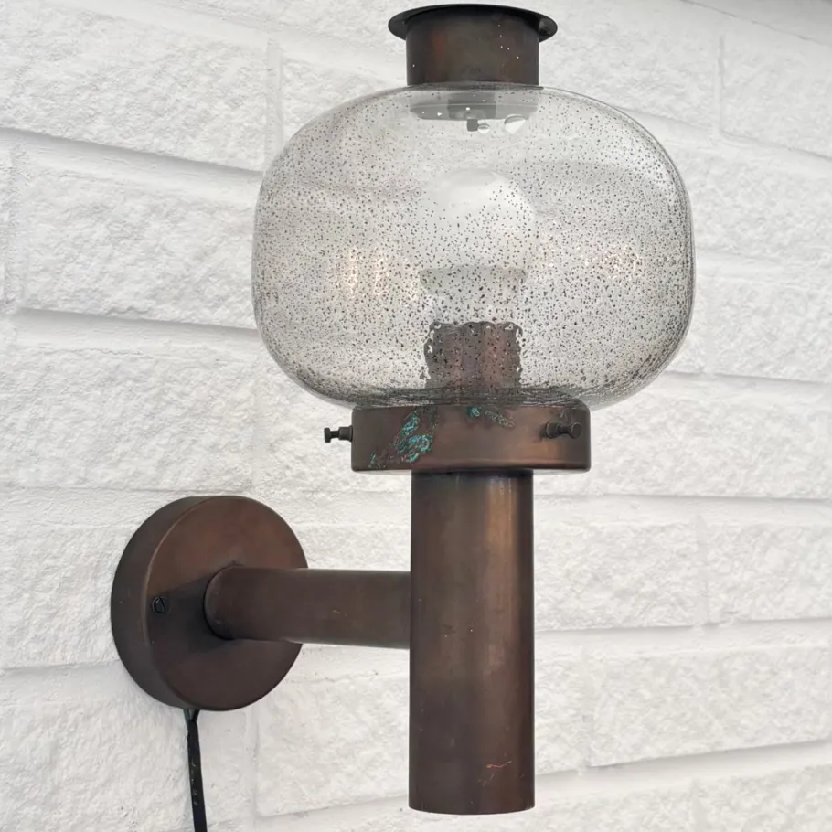 Best Pamono Mid-Century Outdoor Facade Lamp in Copper and Glass from Fagerhult, Sweden, 1970s