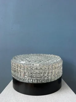 Best Pamono Mid-Century Patterned Glass Flush Mount