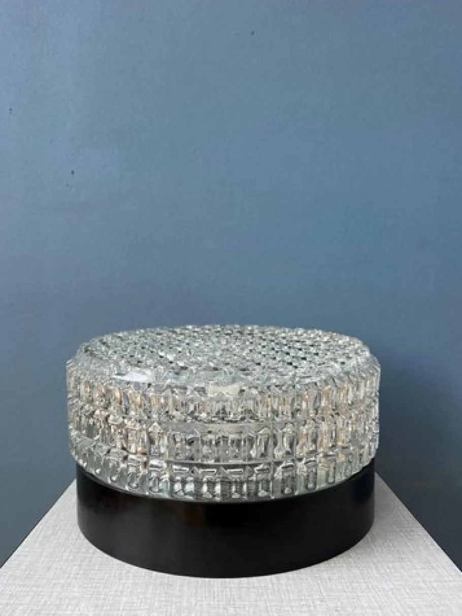 Best Pamono Mid-Century Patterned Glass Flush Mount