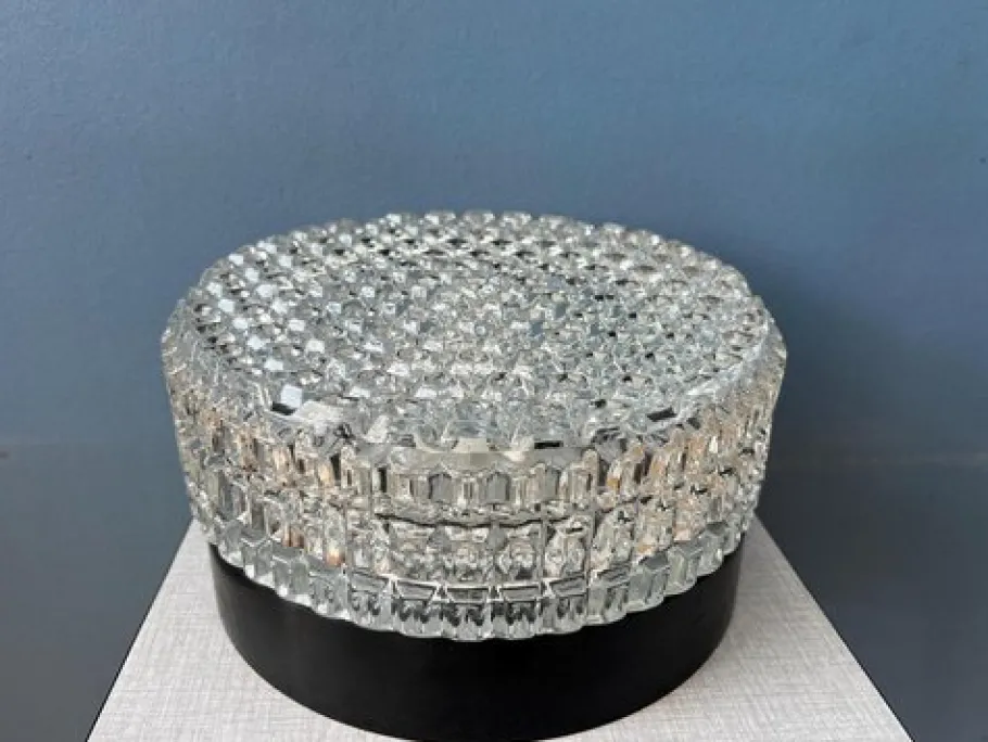 Best Pamono Mid-Century Patterned Glass Flush Mount