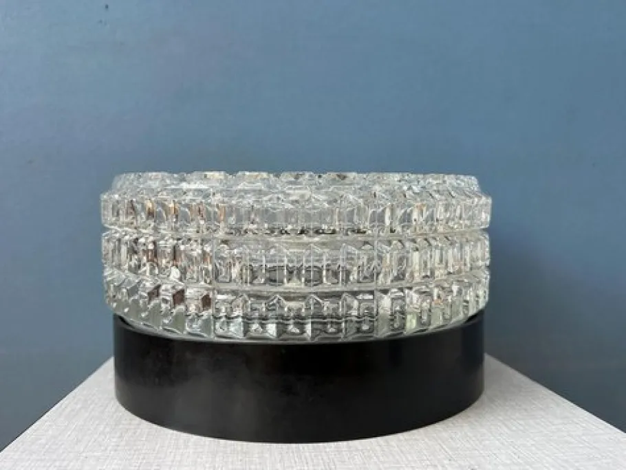 Best Pamono Mid-Century Patterned Glass Flush Mount