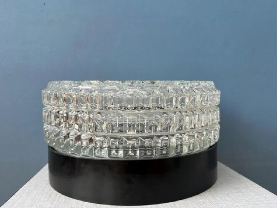 Best Pamono Mid-Century Patterned Glass Flush Mount