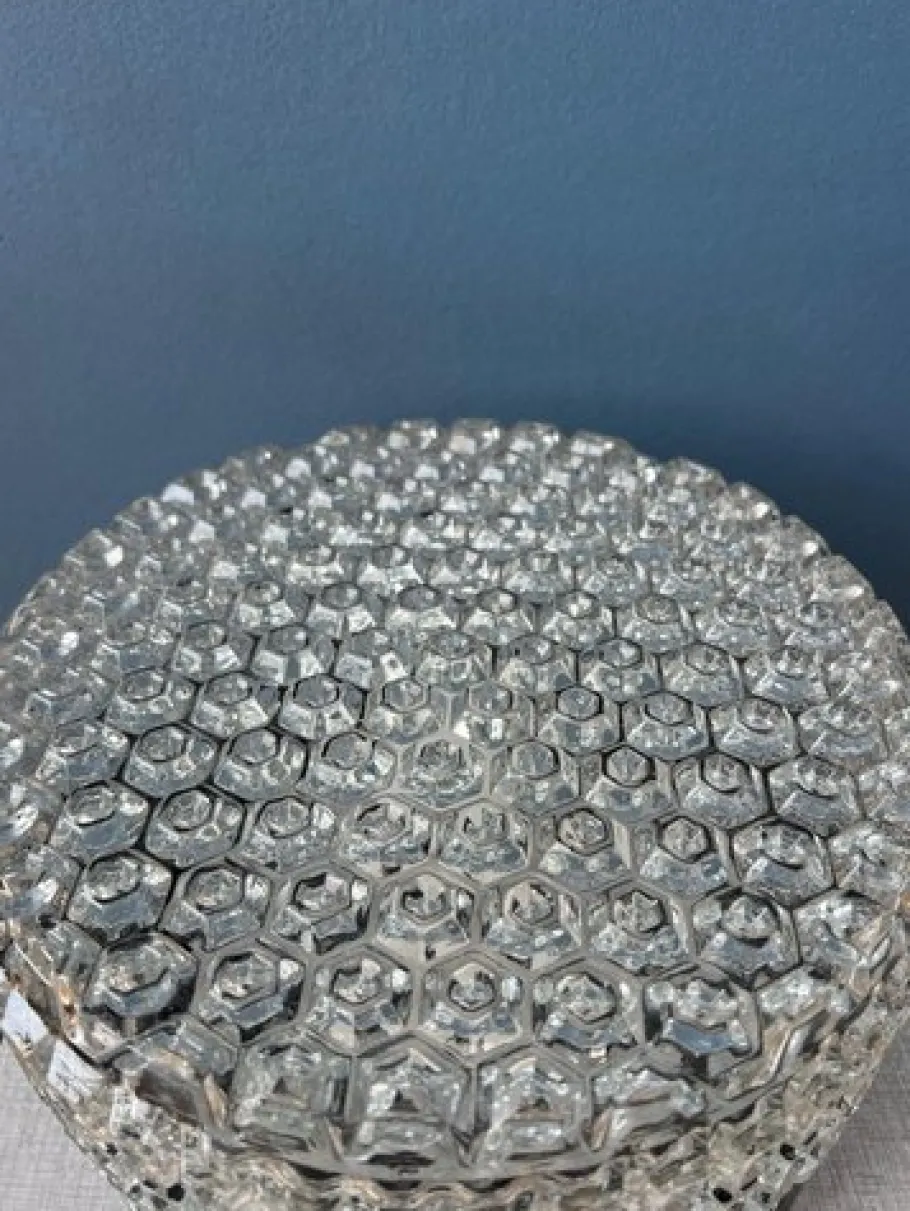 Best Pamono Mid-Century Patterned Glass Flush Mount