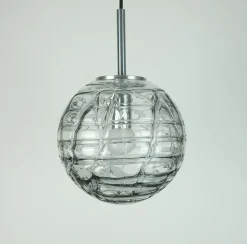 Best Pamono Mid-Century Pendant Lamp in Clear and Smoke Grey Glass and Metal from Doria-Leuchten, 1960s-1970s