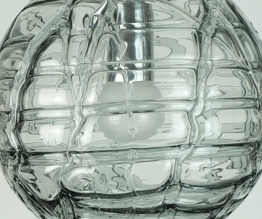 Best Pamono Mid-Century Pendant Lamp in Clear and Smoke Grey Glass and Metal from Doria-Leuchten, 1960s-1970s