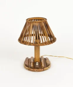 Clearance Pamono Mid-Century Rattan and Bamboo Table Lamp in the style of Louis Sognot, Italy, 1960s