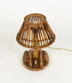 Clearance Pamono Mid-Century Rattan and Bamboo Table Lamp in the style of Louis Sognot, Italy, 1960s
