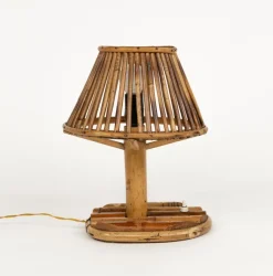 Clearance Pamono Mid-Century Rattan and Bamboo Table Lamp in the style of Louis Sognot, Italy, 1960s